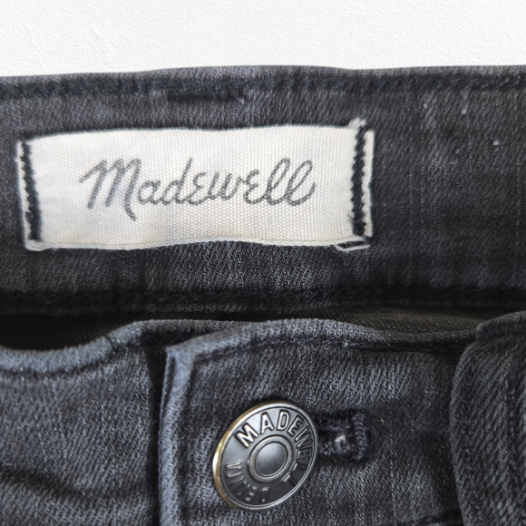 Madewell Washed Black Distressed 9 in High Rise Ankle Crop Skinny Jeans Size 25 - Picture 4 of 10